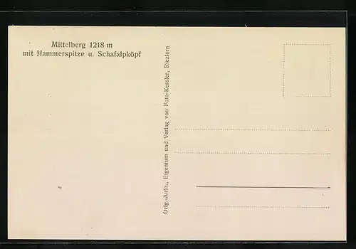 AK Mittelberg, Ortsansicht mit Hammerspitze und Schafalpköpf