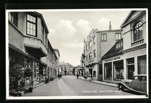 AK Varel i. Old., Strasse mit Geschäften