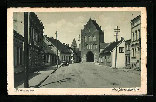 AK Grimmen, Strassenpartie am Greifswalder Tor