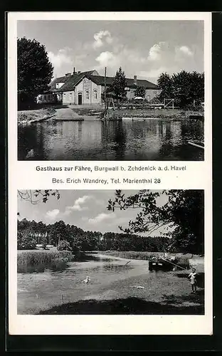 AK Burgwall b. Zehdenick, Gasthaus zur Fähre an der Havel