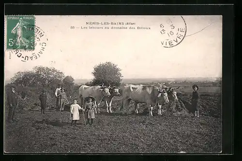 AK Néris-les-Bains, Les labours au domaine des Billoux