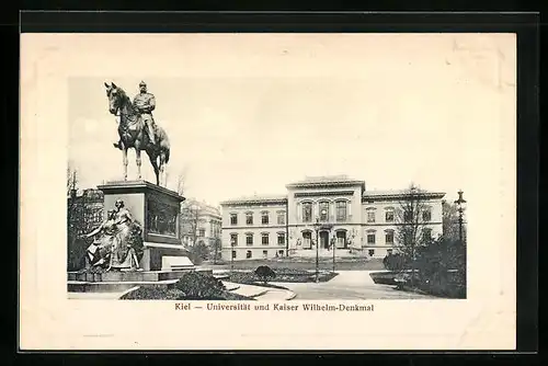 AK Kiel, Universität und Kaiser Wilhelm-Denkmal