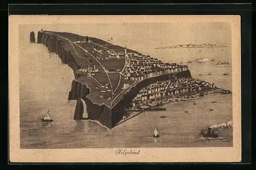 AK Helgoland, Insel aus der Vogelschau