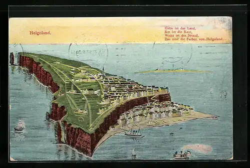 AK Helgoland, Blick auf die Insel