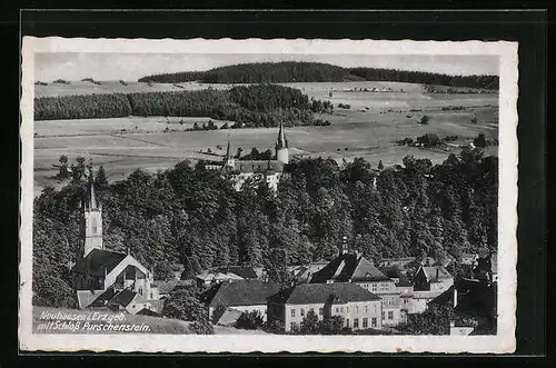 AK Neuhausen i. Erzgeb., Teilansicht mit Schloss Purschenstein