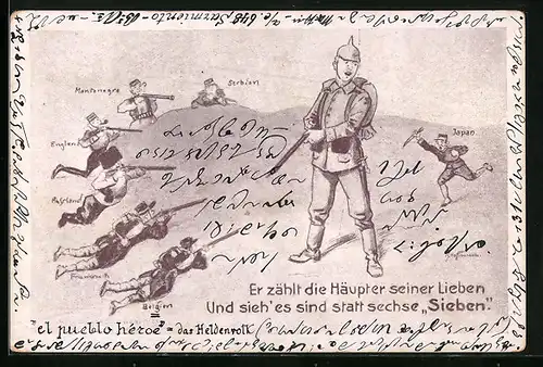 Künstler-AK Er zählt die Häupter seiner Lieben, und sieh` es sind statt sechse sieben.