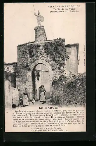 AK Chazay-d`Azergues, Porte de la Ville surmontée du Baboin