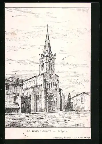 Künstler-AK Les Bois-d`Oingt, L`Église