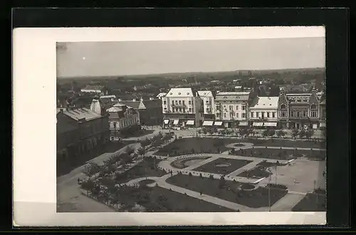 Foto-AK Satu-Mare, Marktplatz aus der Vogelschau