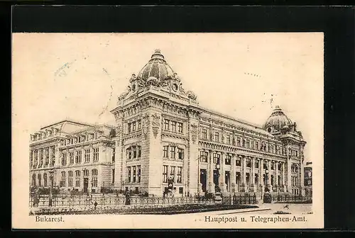 AK Bukarest, Hauptpost und Telegraphenamt