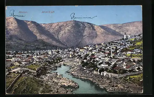 AK Mostar, Totalansicht aus der Vogelschau