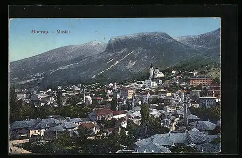 AK Mostar, Gesamtansicht aus der Vogelschau