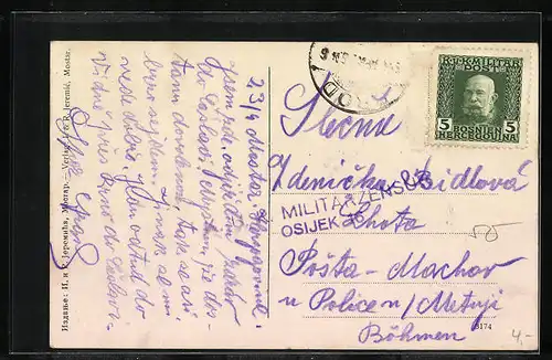 AK Mostar, Gesamtansicht aus der Vogelschau