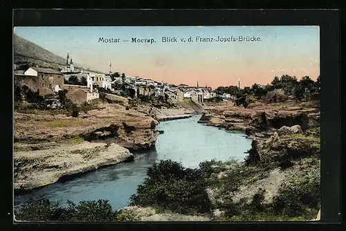 AK Mostar, Blick von der Franz-Josefs-Brücke