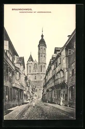 AK Braunschweig, Weberstrasse mit Andreaskirche