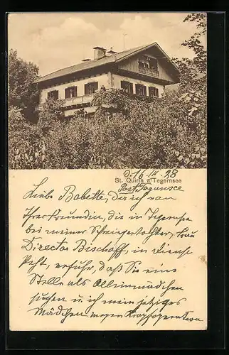 AK St. Quirin a. Tergernsee, Blick zum Gasthaus