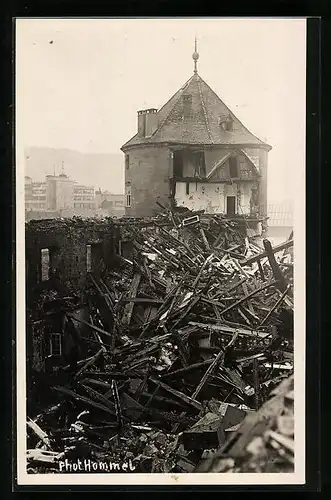 Foto-AK Stuttgart, Brand des Alten Schlosses, Trümmer
