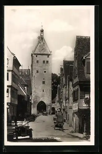 AK Memmingen, Strassenpartie mit Ulmertor