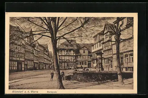 AK Allendorf a. d. Werra, Marktplatz mit Brunnen