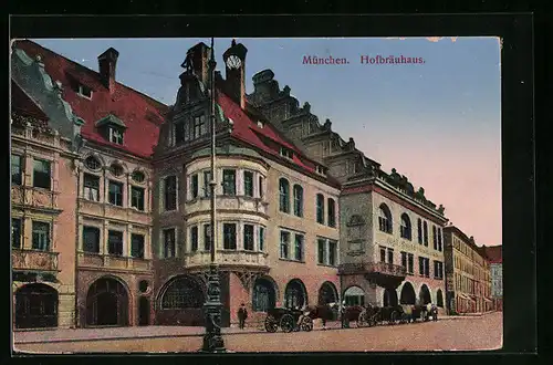 AK München, Hofbräuhaus mit Strassenpartie