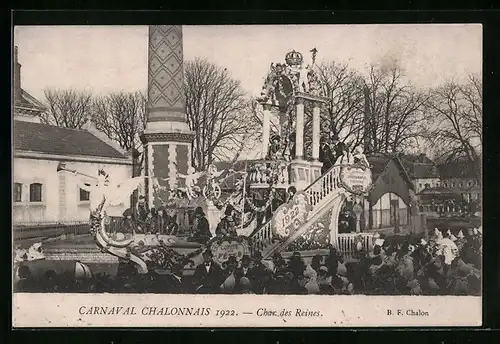 AK Chalon, Carnaval Chalonnais 1922, Char des Reines