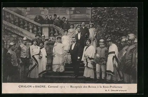 AK Chalon-s-Saone, Carnaval 1911, Reception des Reines à la Sous-Préfecture