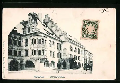 AK München, Blick zum Münchner Hofbräuhaus