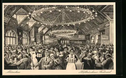 Künstler-AK München, Hofbräuhaus Festsaal