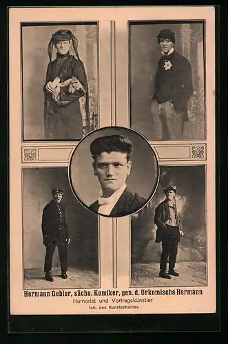 AK Hermann Gebler, sächs. Komiker, gen. d. Urkomische Hermann
