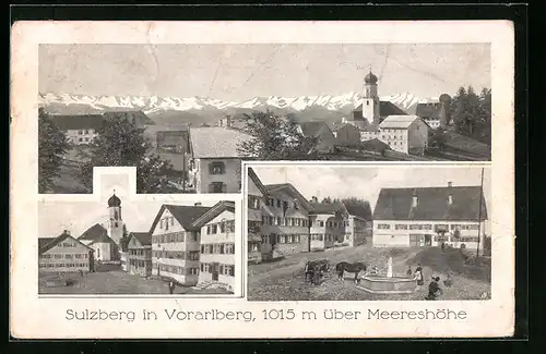 AK Sulzberg, Ortsansicht mit Brunnen