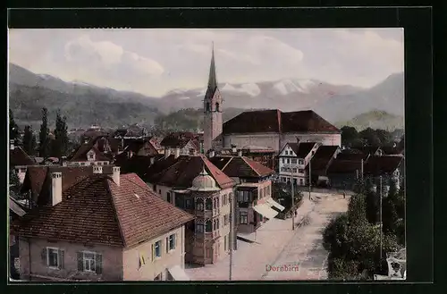 AK Dornbirn, Ortsansicht aus der Vogelschau