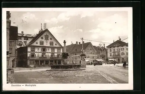 AK Dornbirn, Marktplatz mit Brunnen