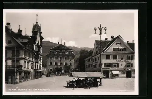 AK Dornbirn, Marktplatz mit Gasthof zum Hirschen