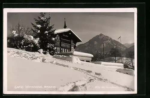 AK Watzenegg b. Dornbirn, Café Watzenegg im Schnee