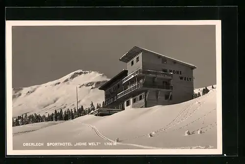 AK Oberlech, Sporthotel Hohe Welt im Schnee