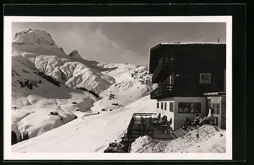 AK Gehren-Warth, Gasthaus Sonnenfluh im Schnee