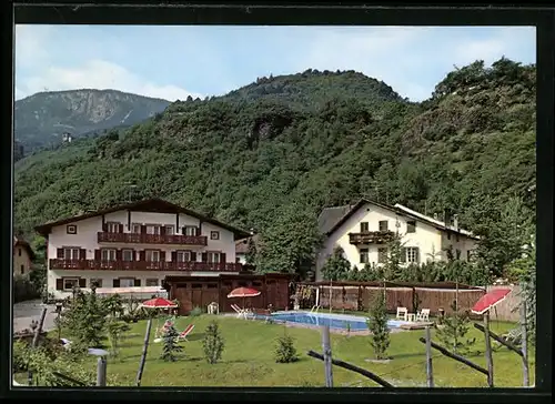 AK Nals bei Bozen, Hotel-Pension Nalserhof - Gartenansicht mit Swimming Pool