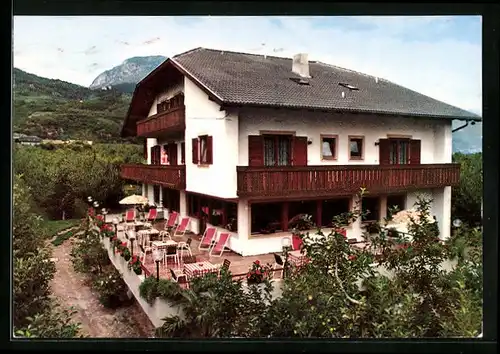 AK Nals, Pension Reinisch Hof aus der Vogelschau