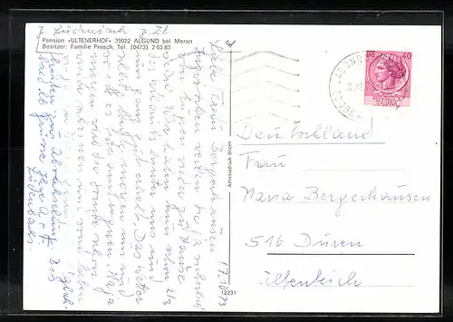 AK Algund bei Meran, Pension Ultenerhof mit Swimming Pool