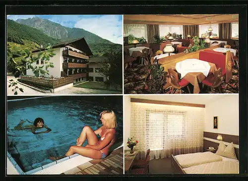 AK Algund bei Meran, Pension Mitterplarserhof mit Schwimmbad