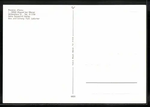 AK Algund bei Meran, Pension Flora mit Swimming Pool und Garten