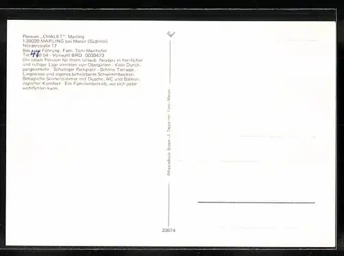AK Marling bei Meran, Hotel-Pension Chalet in der Nörderstrasse 17