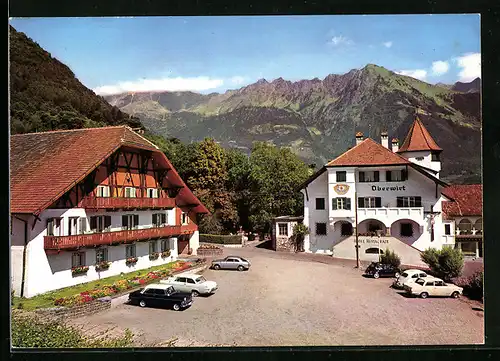 AK Marling bei Meran, Hotel-Restaurant und Dependance Oberwirt mit Gebirgspanorama