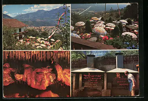 AK Marling bei Meran, Pension-Cafe Enzian mit Grillstation