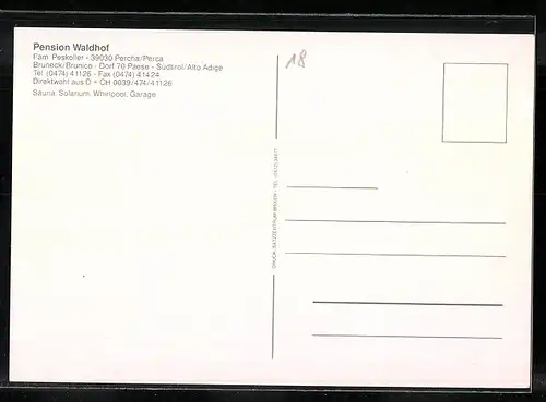 AK Percha b. Bruneck, Hotel-Pension Waldhof im Winter