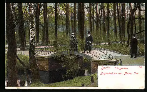 AK Berlin-Tiergarten, Bogenbrücke am Neuen See