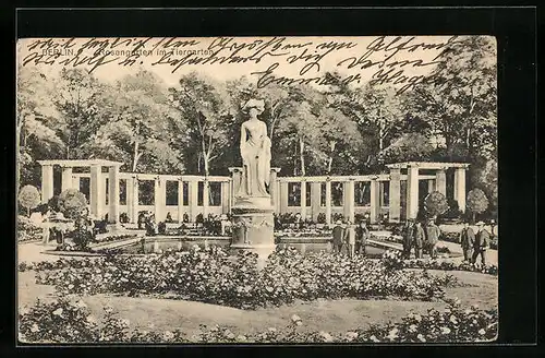 AK Berlin, Rosengarten im Tiergarten mit Statue
