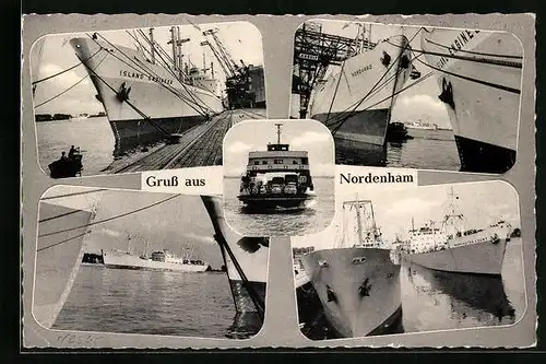 Passepartout-AK Nordenham, Ansichten mehrerer Schiffe