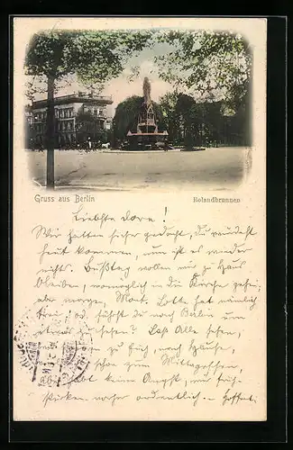 AK Berlin, Strassenverkehr am Rolandbrunnen, Kemperplatz