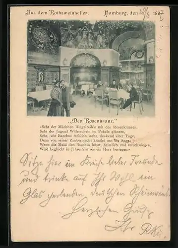 AK Hamburg, Restaurant Ratsweinkeller mit Gedicht Der Rosenkranz